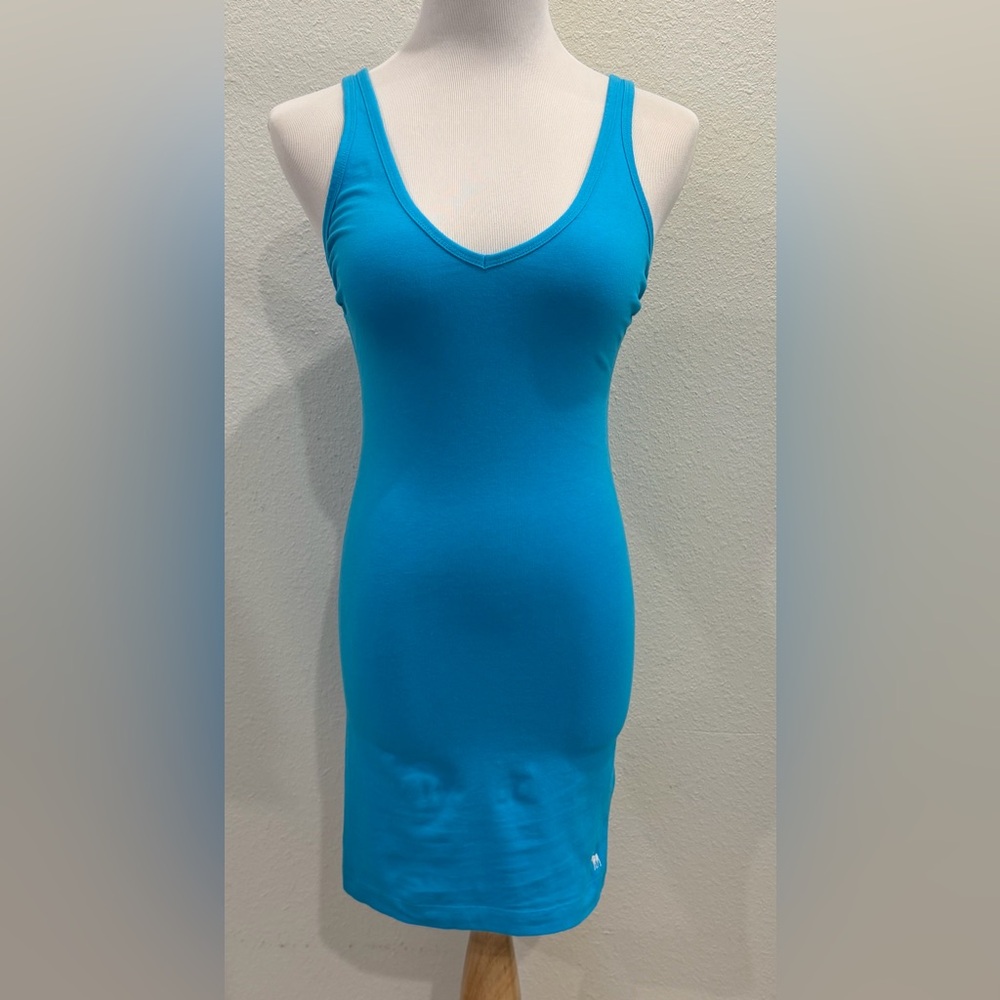 Vintage Y2K Abercrombie & Fitch Bodycon Tank Dress Blue Small Stretch McBling